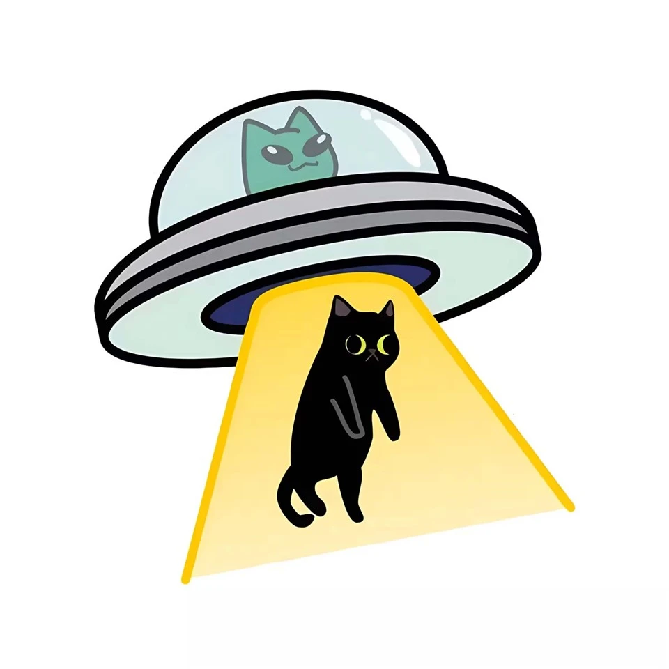Cat UFO Creative Vinyl Waterproof Decal