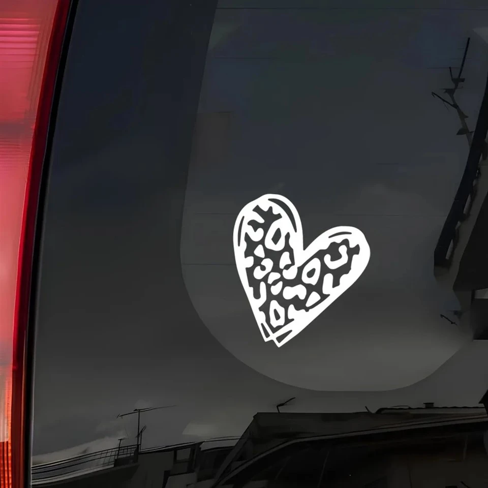 1pc Heart Shaped Leopard Print Car Stickers