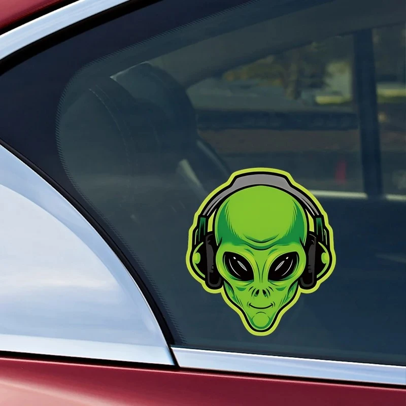 1pc Motorcycle Decal, Green Alien Character And Fun Decal high quality
