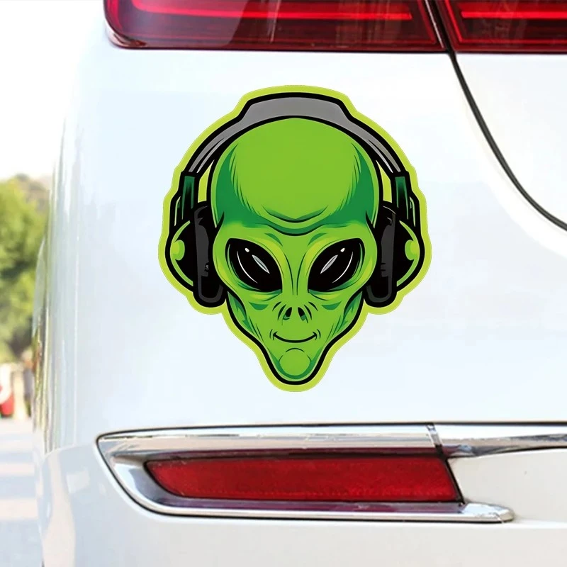 1pc Motorcycle Decal, Green Alien Character And Fun Decal