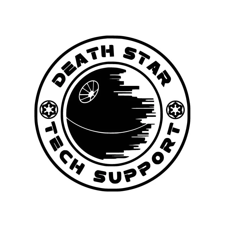 ET11383# Space Wars Death Star Tech Support Vinyl Art Sticker