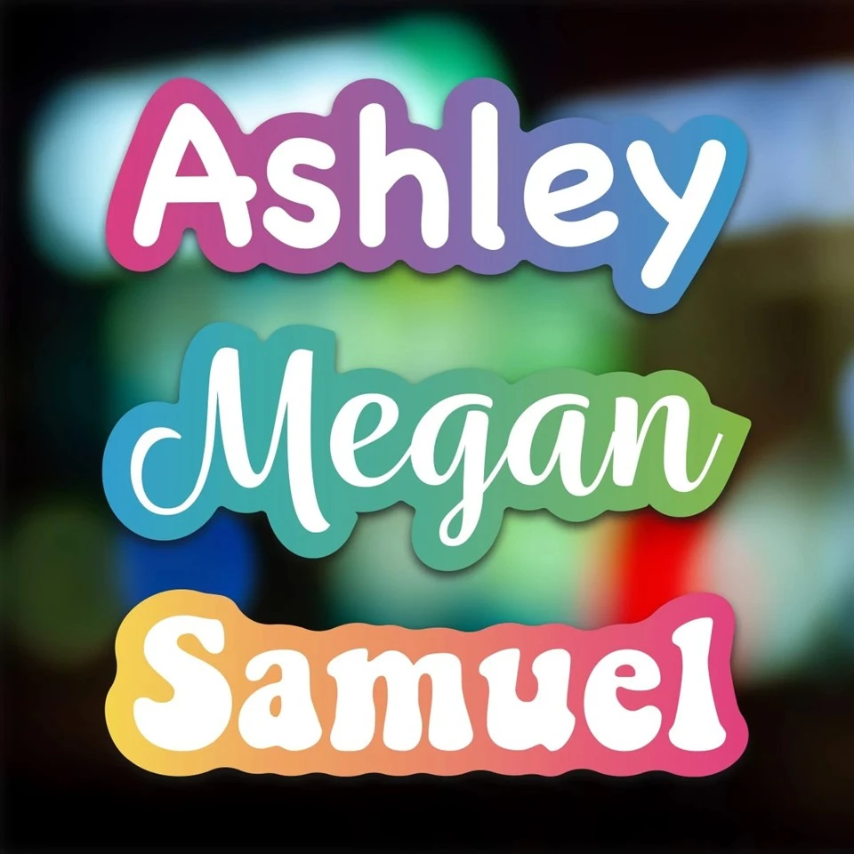 6pcs(5inch) Custom Text Color Name Stickers