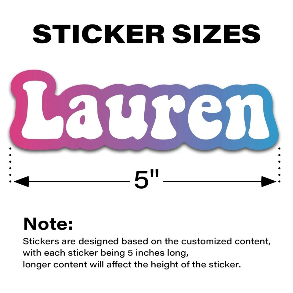 6pcs(5inch) Custom Text Color Name Stickers price