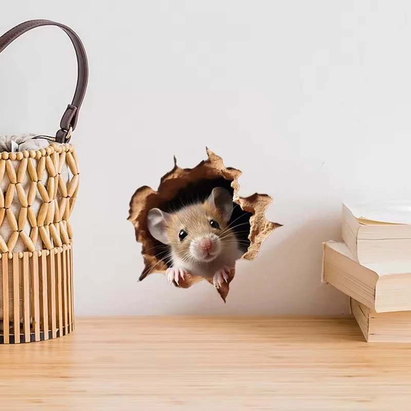 1pc Mouse Peeking Through Wall Decal