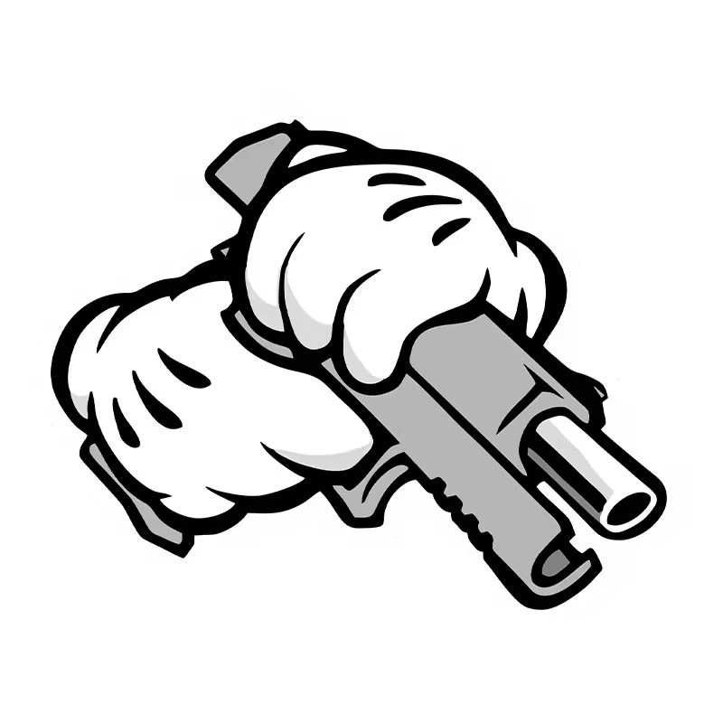 Cartoon Gun Ready To Shoot Funny Car Decoration