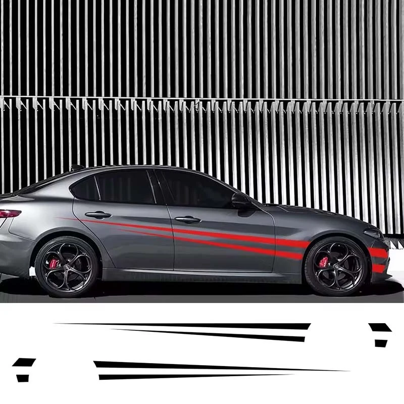 Long Striped Plaid Car Sticker