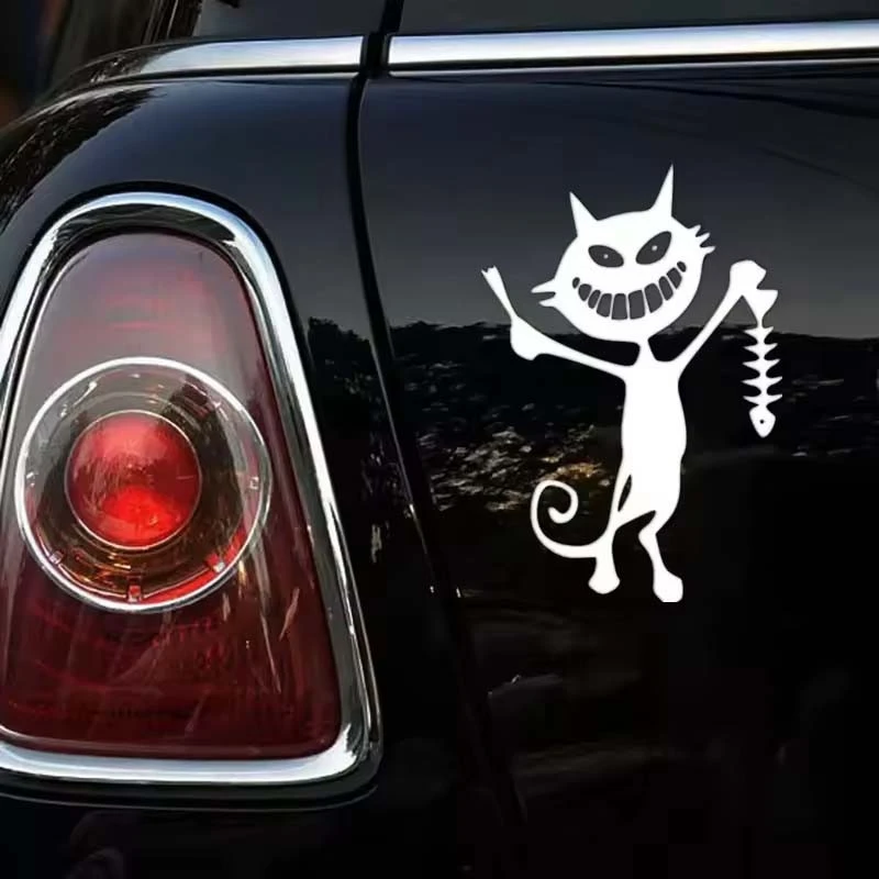 Funny Fish And Cat Skeleton Decal For Car