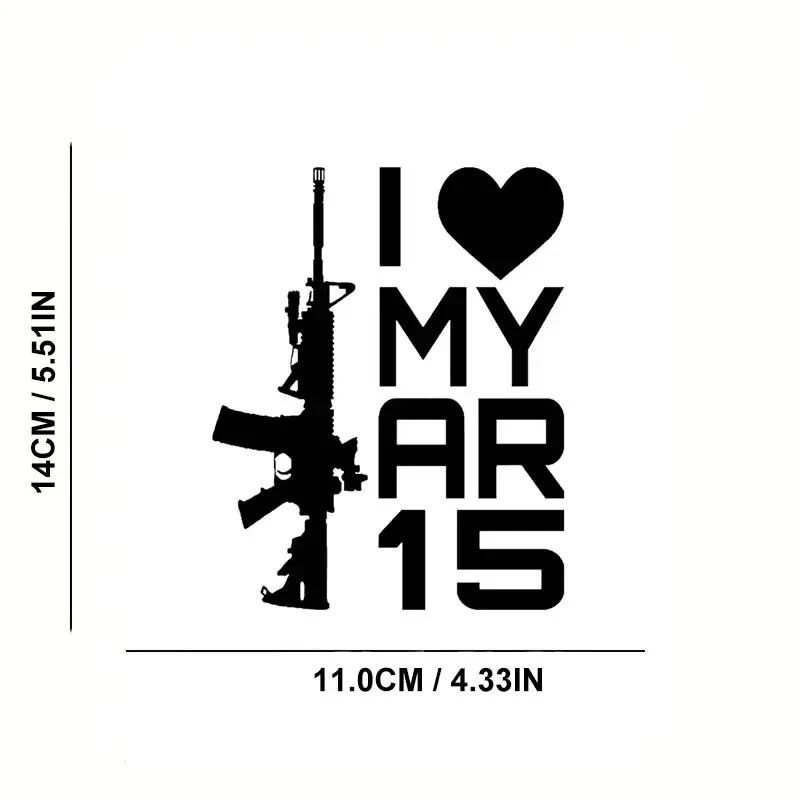 ET11386# I Love Ar-15 Gun Car Sticker