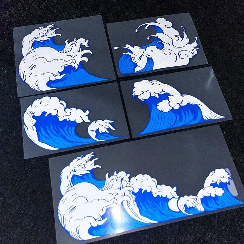 JDM Sea Wave Reflective Motorcycle Stickers