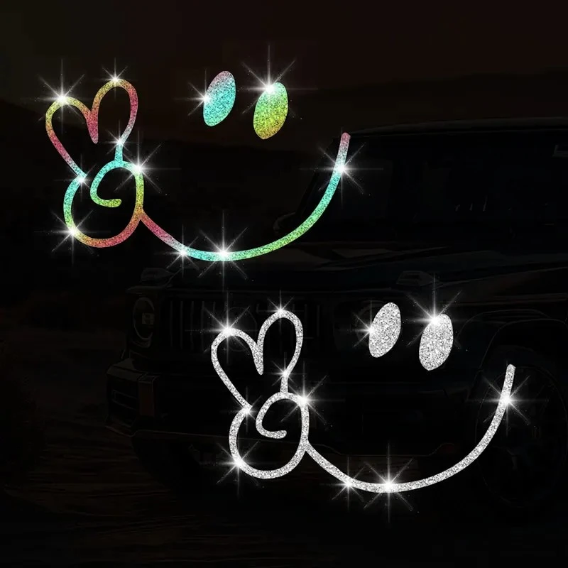 Glitter Smiling Face OK Gesture Motorcycle Sticker