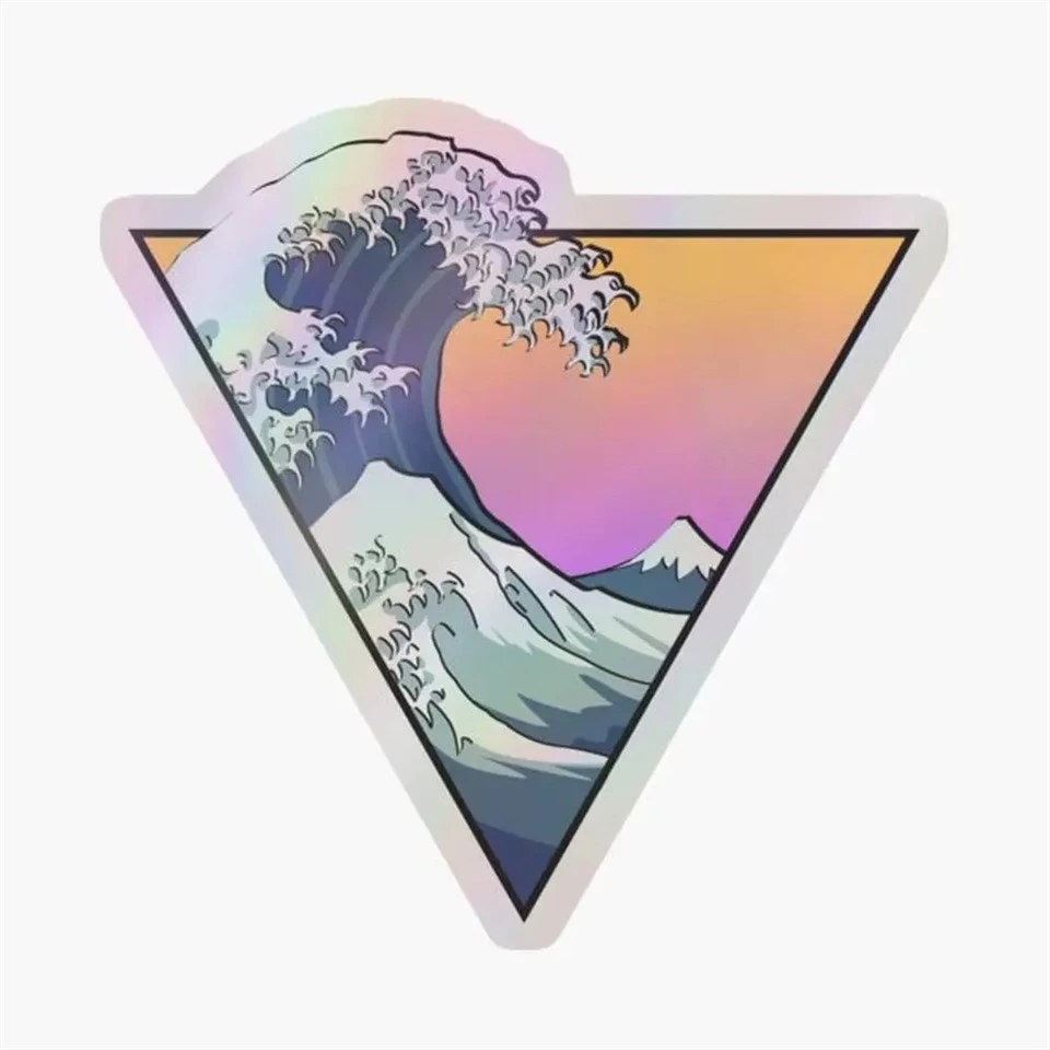 Great Wave Aesthetic Holographic Sticker For Laptop