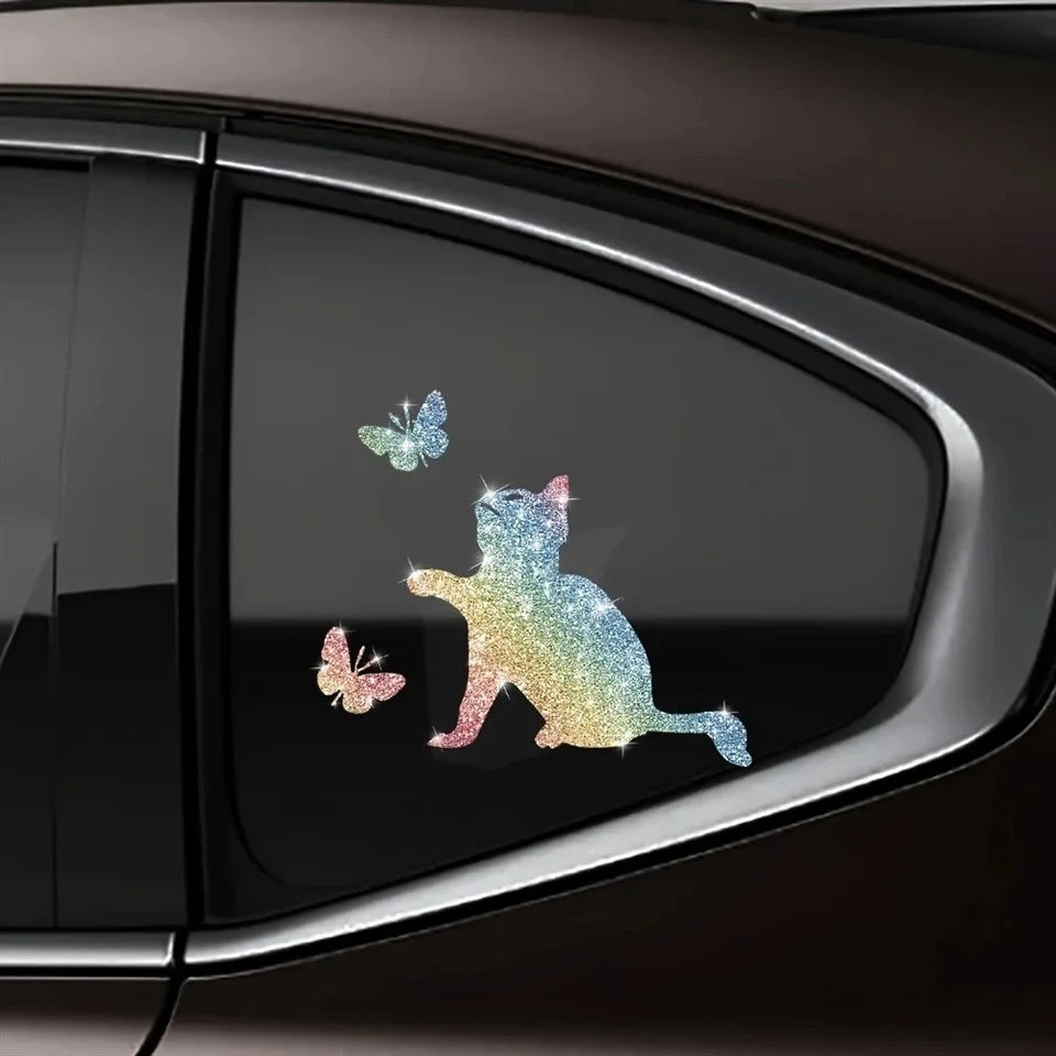 Imitation Diamond Glitter Cat And Butterfly Stickers factory