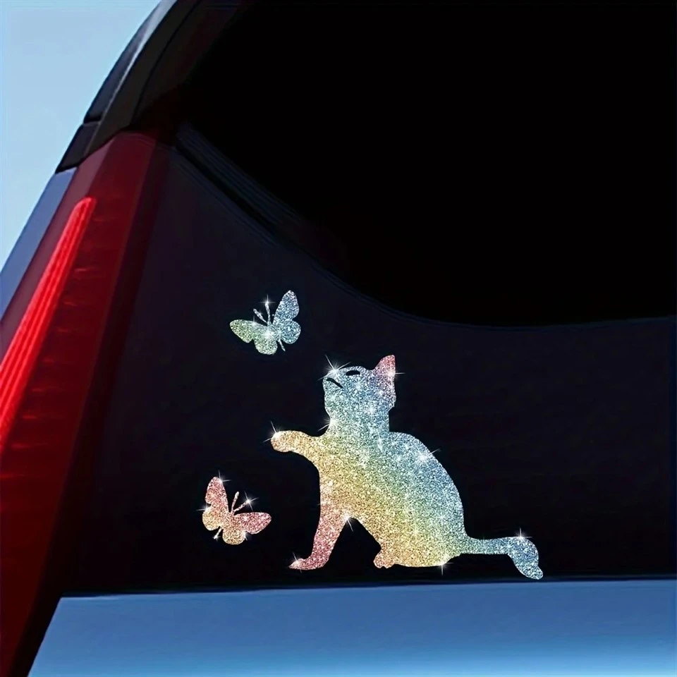 Imitation Diamond Glitter Cat And Butterfly Stickers high quality