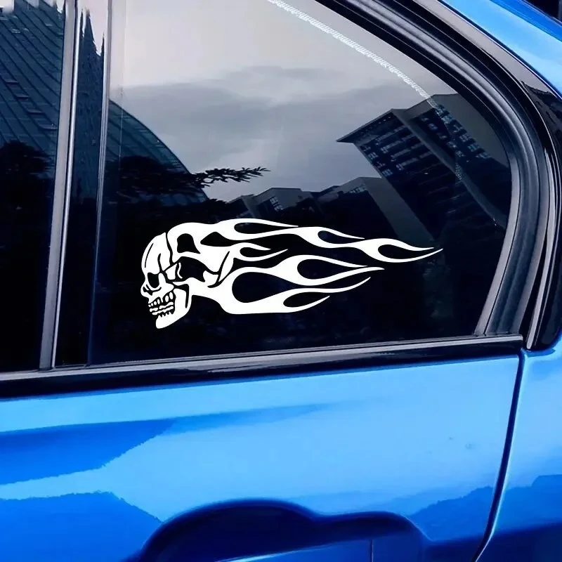 Skull Flames Badge Car Stickers