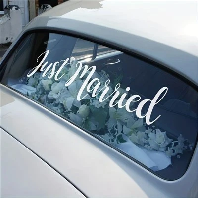 1 Set FunFrenzy Just Married Vinyl Decal Sticker