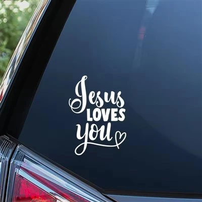 Jesus Loves You Text Windows Sticker