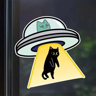 Cat UFO Creative Vinyl Waterproof Decal