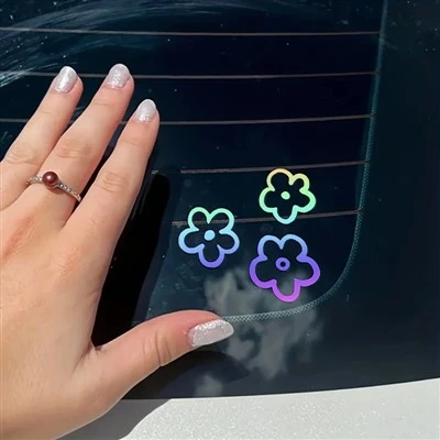 3pcs Floral Car Interior Mirror Decals Car Stickers