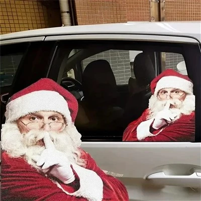 Christmas Car Sticker 3D Realistic Santa Claus