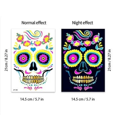 Halloween Stickers Luminous Face Tattoos For Mexican