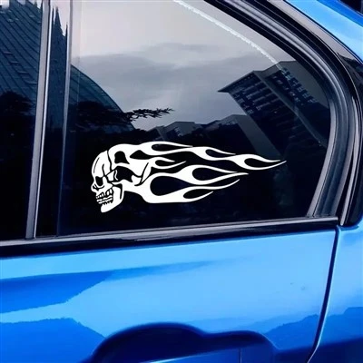 Skull Flames Badge Car Stickers