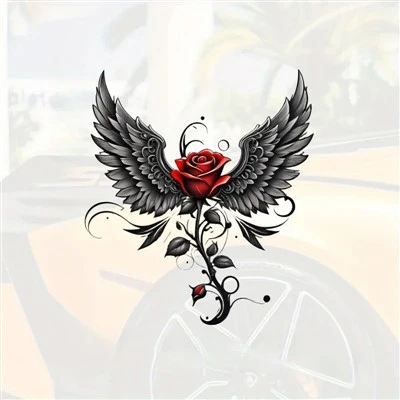 Stunning Angel Wings Rose Car Stickers