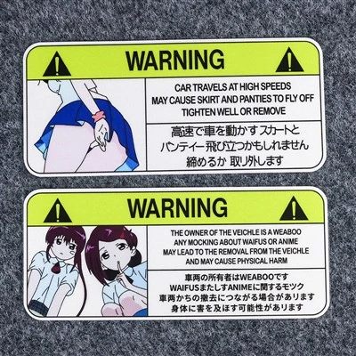 Warning Cartoon Girl Pattern Reflection Sticker