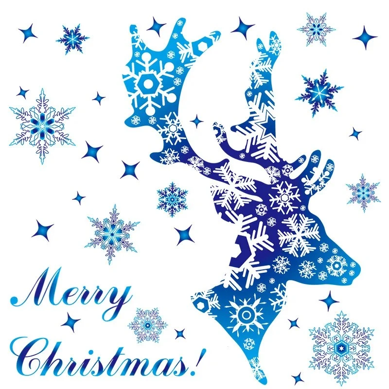 Snowflake Reindeer Santa Claus Christmas Stickers