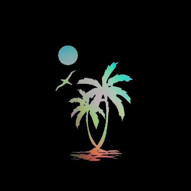 Sun Palm Tree Beach Car Sticker high quality