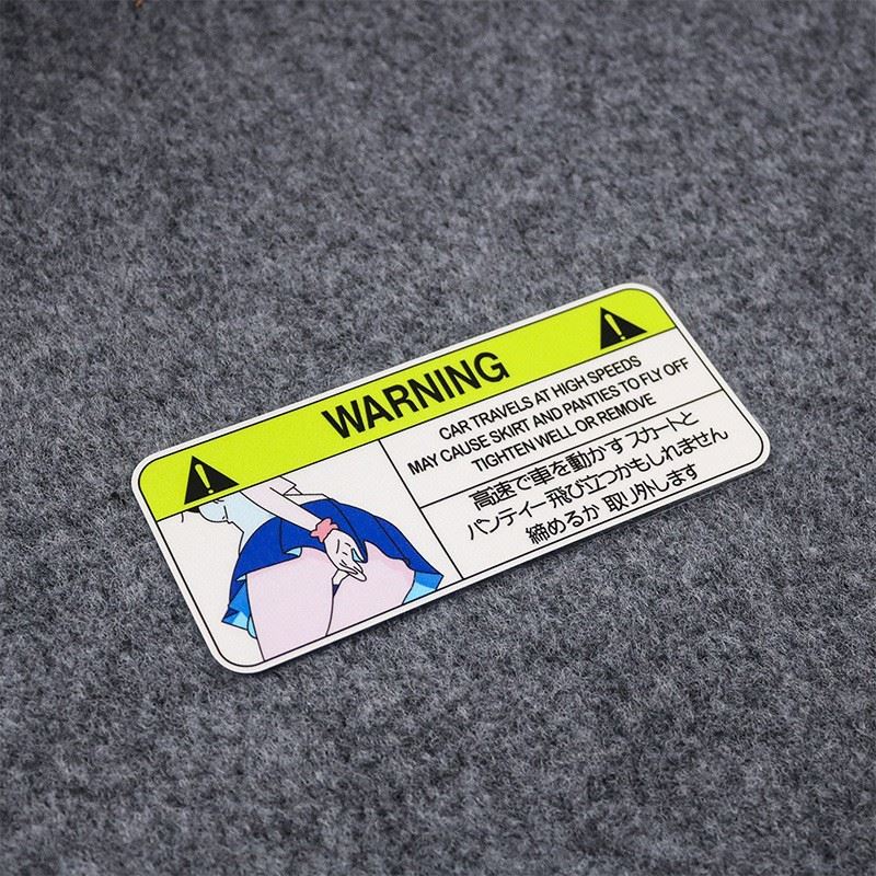 Warning Cartoon Girl Pattern Reflection Sticker